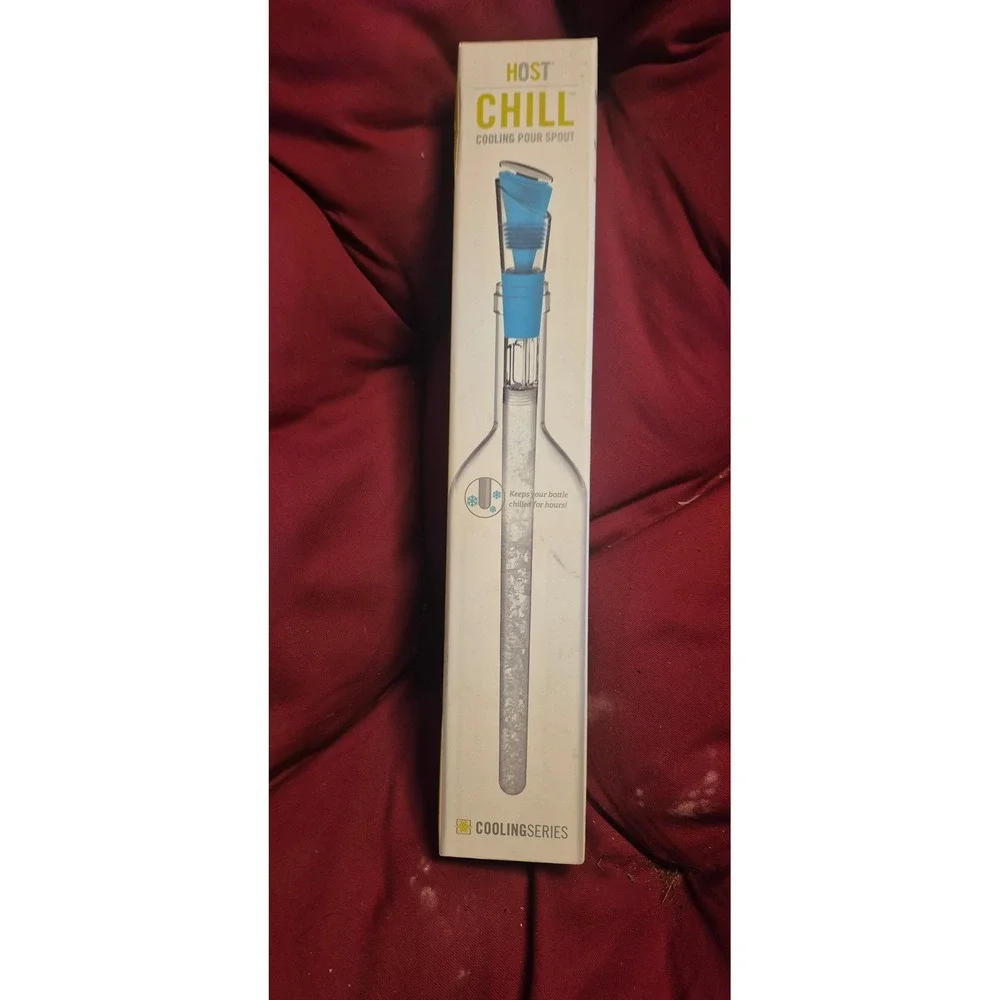 Host Chill Cooling Pour Spout Wine Chiller Aerator‎ and Preserver Blue White